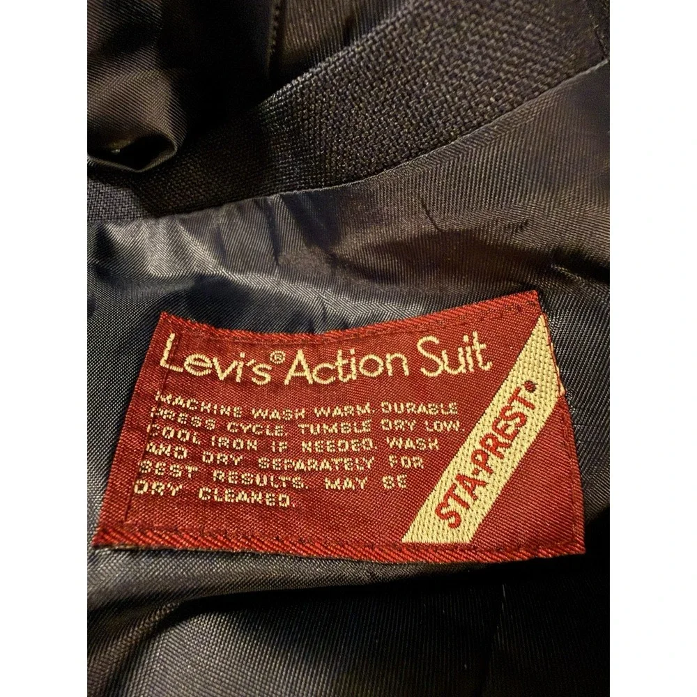 Vintage Levi's Men's 42L Menswear Action Navy Blue Suit Coat Jacket Business